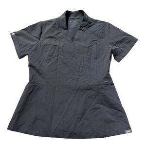FIGS FIONe A.C. Lekei 4-pocket scrub top in a dark gray color size small